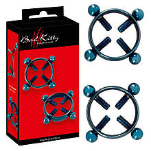 Стильні еротичні затискачі для сосків з нержавіючої сталі Bad Kitty Nipple Jewellery Blue Moon