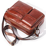 Сумка чоловіча шкіряна через плече. Барсетка месенджер із натуральної шкіри Коричнева, фото 2