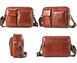 Сумка чоловіча шкіряна через плече. Барсетка месенджер із натуральної шкіри Коричнева, фото 5