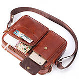 Сумка чоловіча шкіряна через плече. Барсетка месенджер із натуральної шкіри Коричнева, фото 7