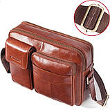 Сумка чоловіча шкіряна через плече. Барсетка месенджер із натуральної шкіри Коричнева, фото 3