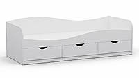 Односпальне ліжко L-9 Kontinent 80х200 см з шухлядами Білий 203х83,4х65,6 см. Доставка по всій Україні