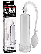 Класична прозора вакуумна помпа для чоловіків PipeDream Pump Worx Beginner's Power Pump Clear