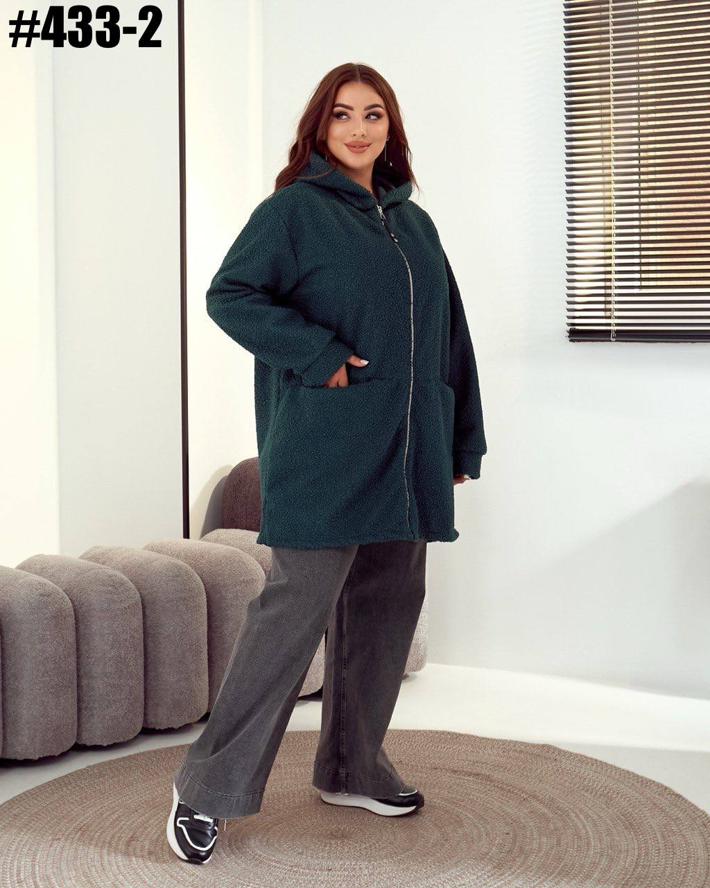 Жіноча куртка-шубка штучне хутро (р-ри: 50-52;54-56;58-60) 433-2 осінь-зима. вир-во Україна., фото 1