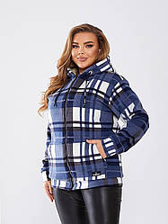 Тепла флісова куртка на овчині синього кольору