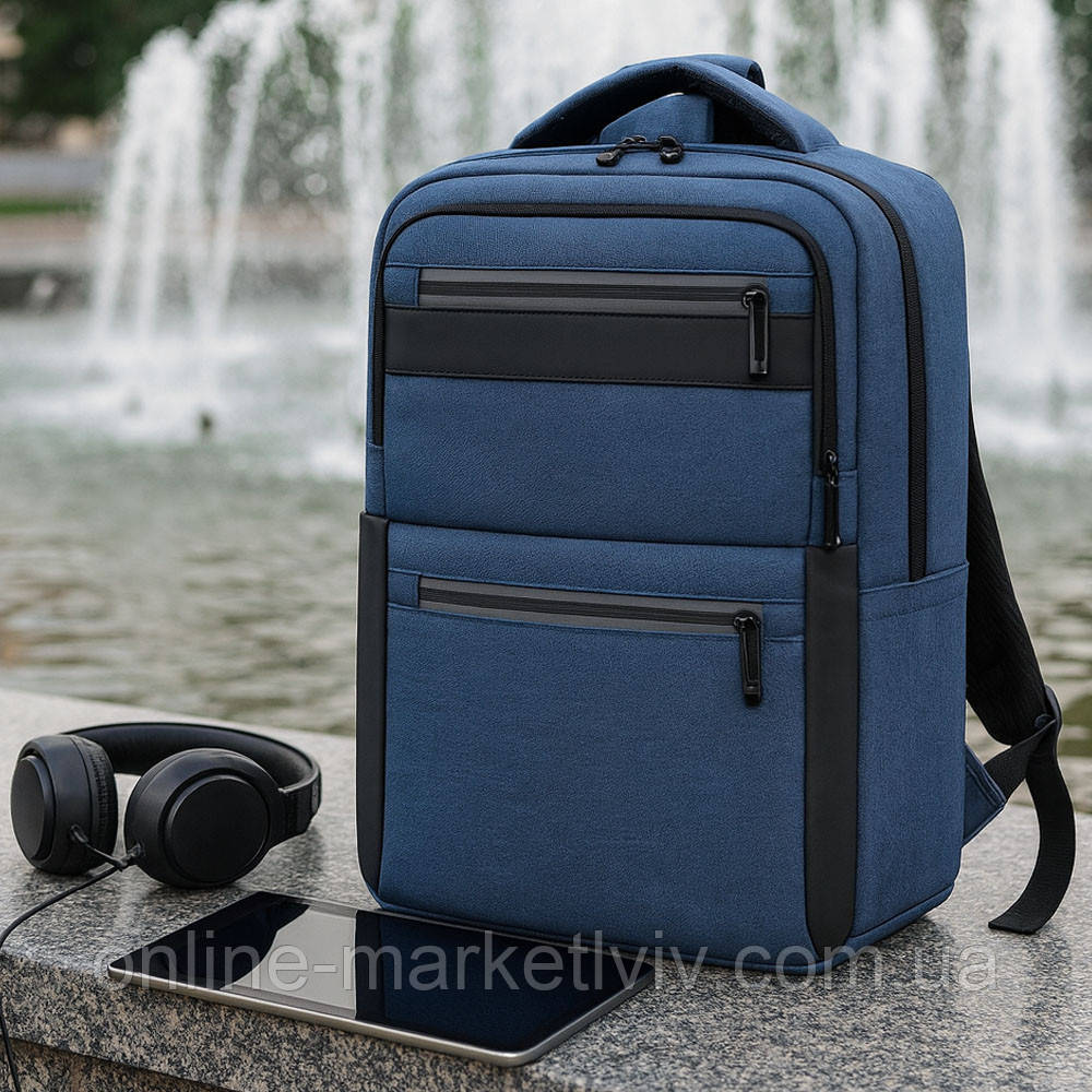 Рюкзак для ноутбука з USB, 16", 42x28x16 см, BAG BG-40, Синій / Міський рюкзак для студента / Чоловічий рюкзак, фото 1