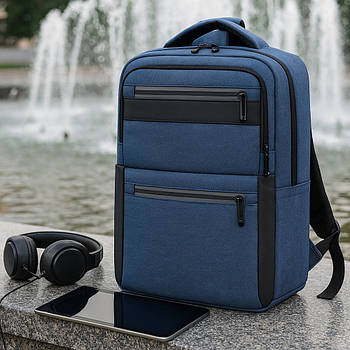 Рюкзак для ноутбука з USB, 16", 42x28x16 см, BAG BG-40, Синій / Міський рюкзак для студента / Чоловічий рюкзак