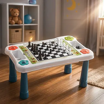 Ігровий столик набір із 6 настільних ігор для дитячих посиденьок Шахи хрестики нулики ОСА змійка лудо шашки