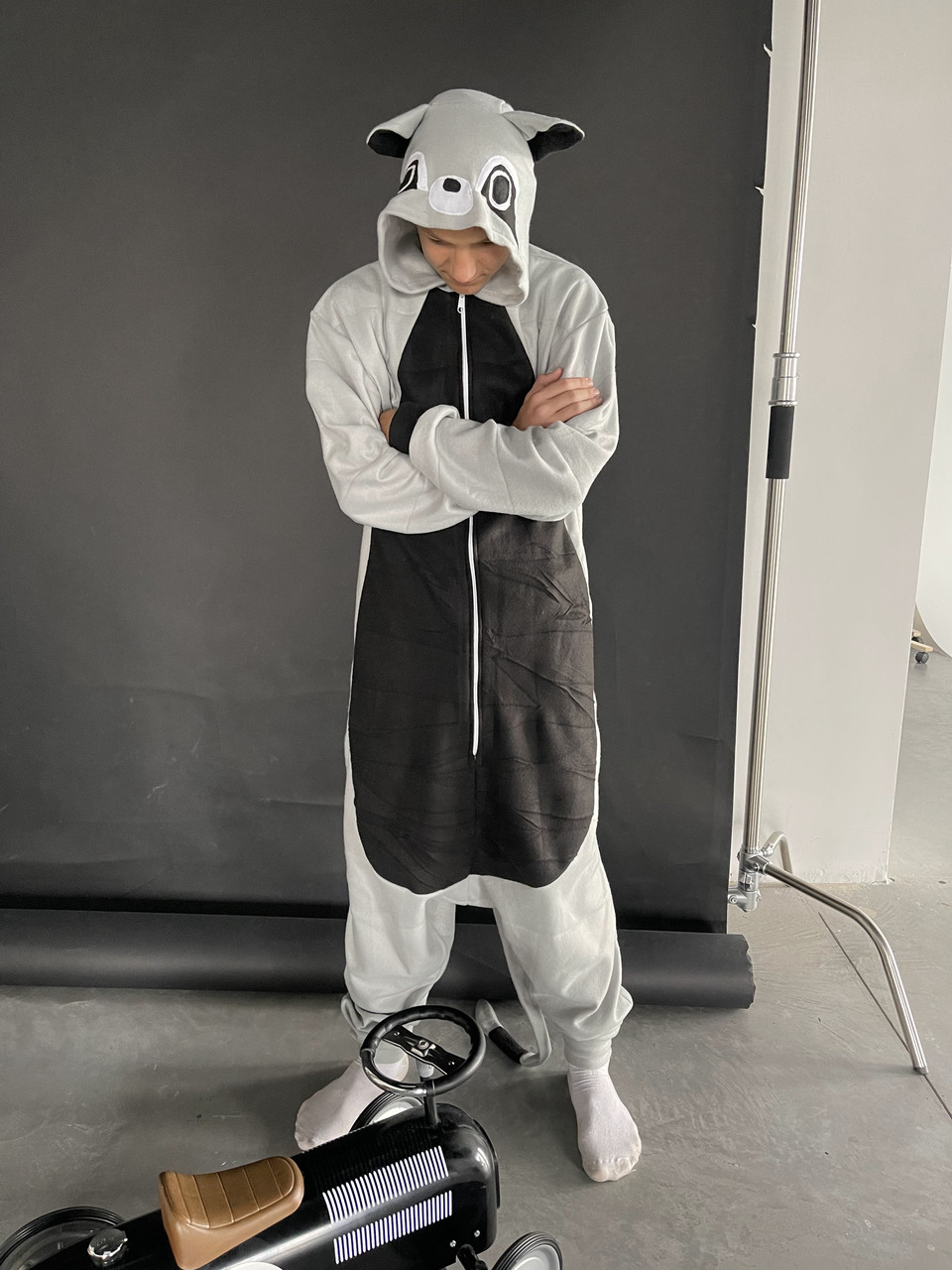 Кігурумі костюм піжама з флісу Єнот (розміри на зріст від 155 до 180 см) сірий, фото 1