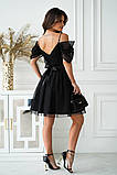 Коктейльна коротка сукня з драпіруванням із сітки та фатиновим під'юбником., фото 6