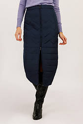 Утеплена зимова спідниця міді Finn Flare W19-12019-101 темно-синя M