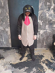 Кігурумі піжама костюм Кролик Заєць з краваткою флісовий (розміри на зріст від 181 до 200+ см) чорний