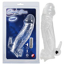 Реалістична подовжуюча насадка на член з вібрацією Crystal Clear Penis Sleeve With Extension And Vibration