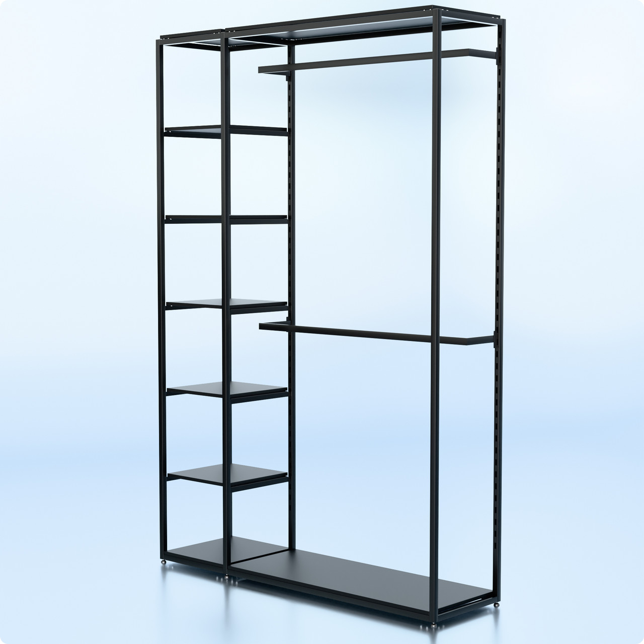 Стійка "PENELOPE ODISSEY" 2400х1680х480мм. Рейл вішало для одягу, стелаж поличний з вішалками та полицями, фото 1