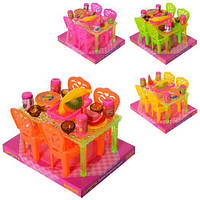 Їдальня стіл, стілець 4шт, посуд, продукти, 3 кольори, слюда 18*14*11,5см (90шт)