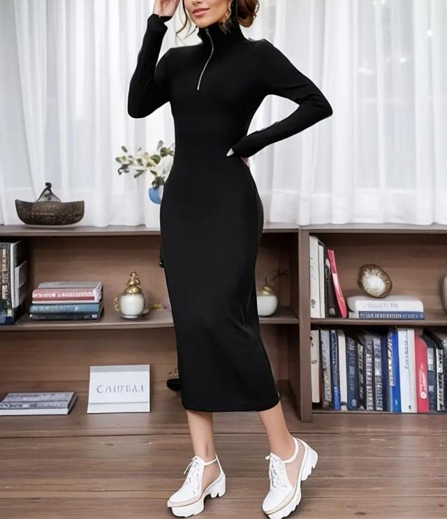 Сіра сукня до колін з розрізом з блискавкою на грудях