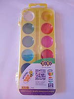 Акварель акварельні фарби 12 кольорів медова Зволоження пластик Zibi