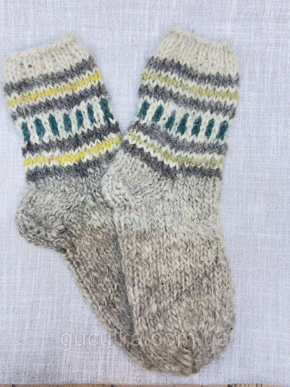 Гуцульські шкарпетки з натуральної вовни ручної роботи для дорослих, фото 1