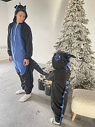 Кігурумі костюм піжама з флісу Дракон (розміри на зріст від 181 до 200+ см) чорний