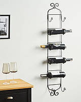 Підвісна полиця на 6 пляшок із металу HYDROGEN чорного кольору