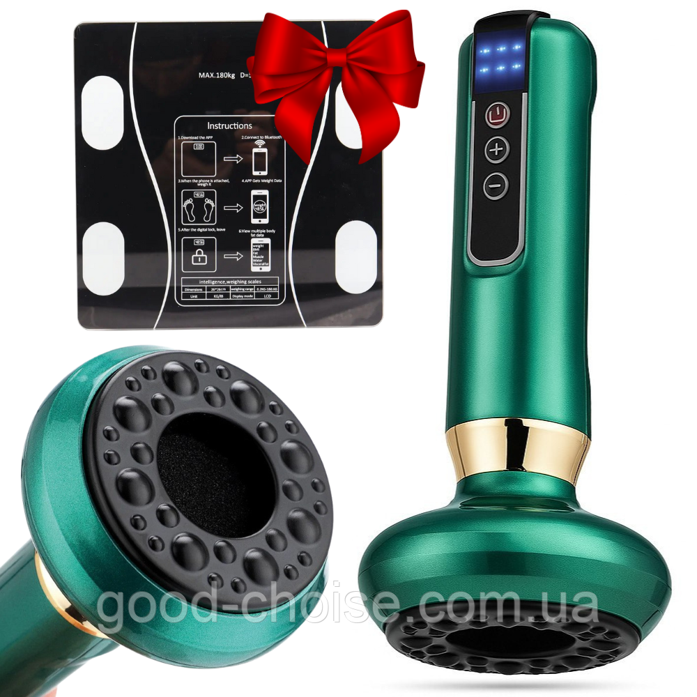 Вакуумний масажер 6 режимів + Подарунок Смарт-ваги A-8003 / Антицелюлітний масажер для тіла, фото 1