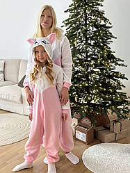 Кігурумі Киця кішка костюм з флісу біло-рожева (розміри на зріст від 181 до 200+ см)