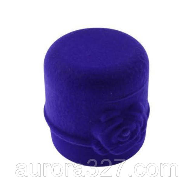 Футляр для кільця Циліндр з трояндою синій, фото 1