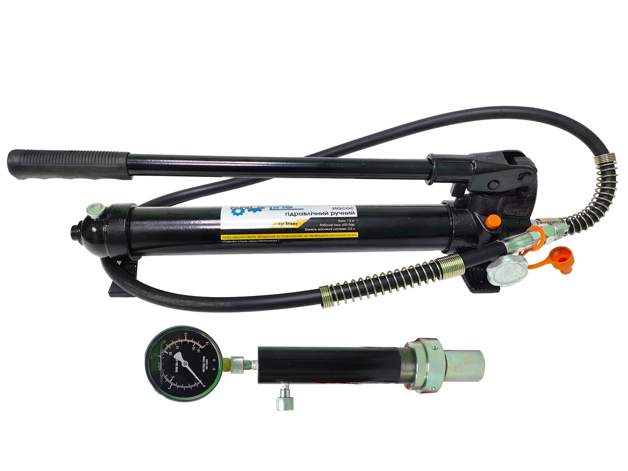 Насос гідравлічний 10 тонн + Циліндр гідравлічний для преса з манометром 10 т.  Profline 97105-103