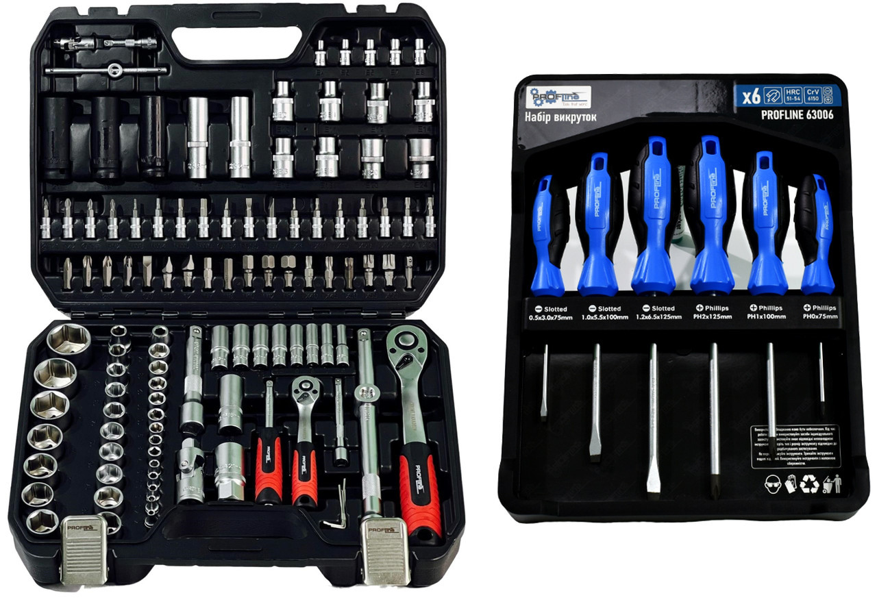 Набір професійного інструменту 2в1 (Набір 111 од. + Набір викруток 6 од.) Profline 68111-100