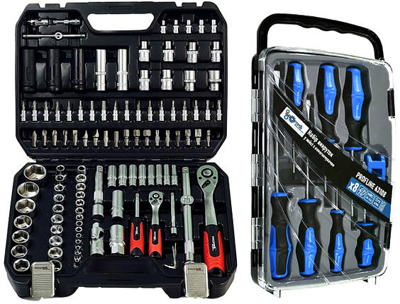 Набір професійного інструменту 2в1 (Набір 111 од. + Набір викруток 7 од.) Profline 68111-103, фото 1