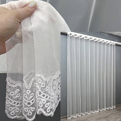 Готова тюль (3х2,7м.) "Грек-сітка" з вишивкою та люрексом. Колір білий. Код 1798т 40-634