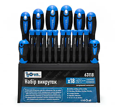 Набір інструменту 4в1 (набір 108 од + набір викруток 18 од. + набір слюсарний 10 од + магніт) Profline 61087-200, фото 5