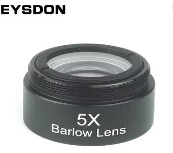 Лінза Барлоу 5х 1.25" для окуляра телескопа EYSDON дюйма, оптичне скло FMC з різзю під фільтр M28*0,6 м