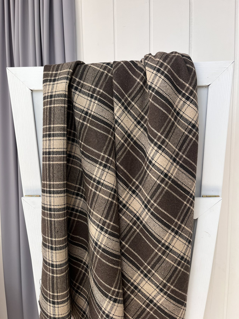 Клітинка сорочкова з начосом Шоколад, фото 1