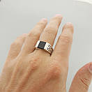 Срібна печатка чоловіча із золотою пластиною 375. Каблучка срібна чоловіча з золотом. 20 розмір, фото 7