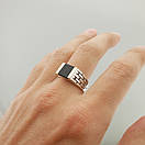 Срібна печатка чоловіча із золотою пластиною 375. Каблучка срібна чоловіча з золотом. 20 розмір, фото 2