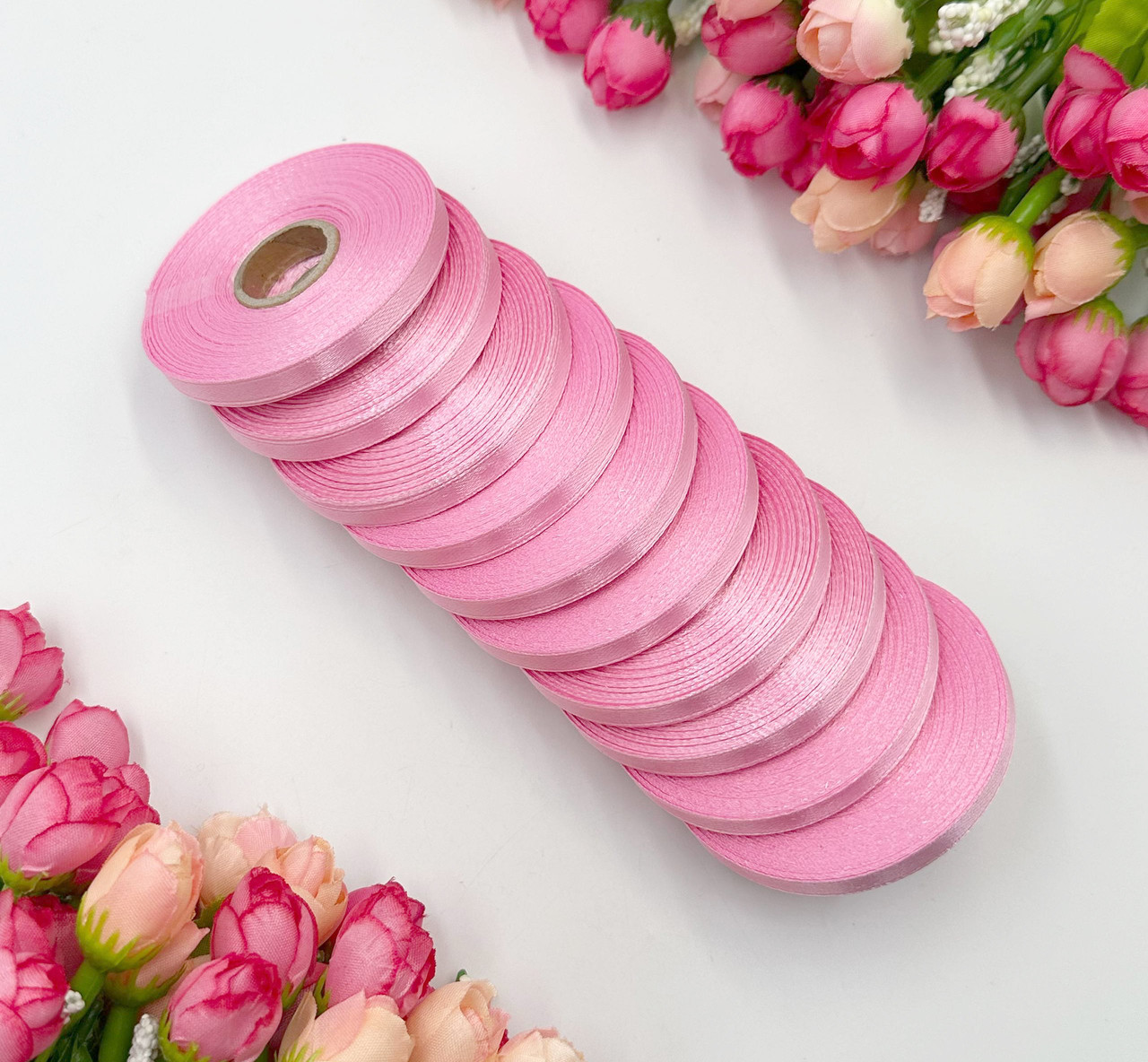ОПТ / Стрічки атласні / 10шт / 23 метри / 0,6см / "LiaM" / Рожева мрія, фото 1