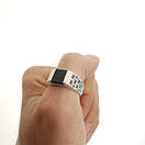 Срібна печатка чоловіча із золотою пластиною 375. Каблучка срібна чоловіча з золотом. 20 розмір, фото 3