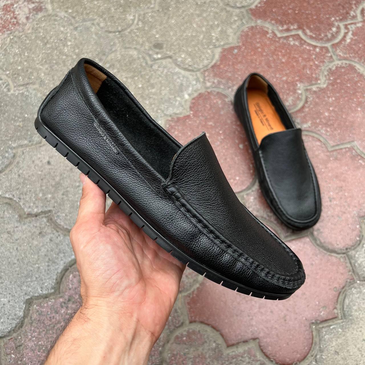 Мокасини чорні чоловічі з натуральної шкіри Giorgio, фото 1