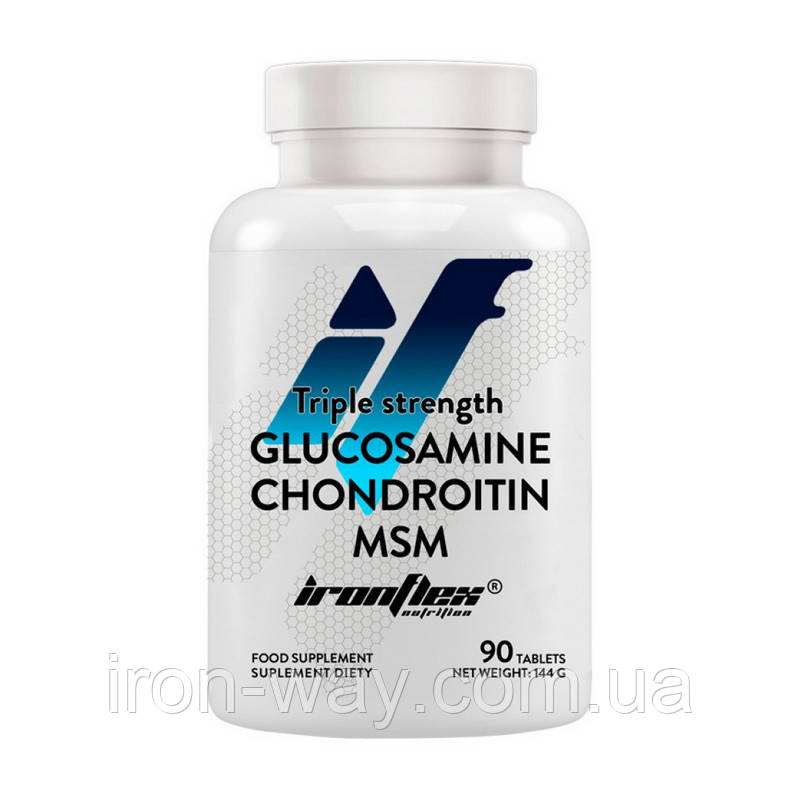 IronFlex Triple Strength Glucosamine Chondroitin MSM (90 tabs), фото 1
