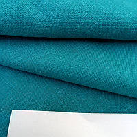 Льняна тканина темно - бірюзового кольору