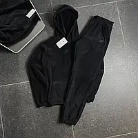 Теплий спортивний костюм флісовий найк осінній зимовий спортивний костюм утеплений чорний