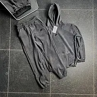 Спортивний флісовий костюм nike осінній зимовий теплий спортивний костюм unisex з капюшоном чорний