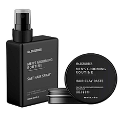 Чоловічий набір для укладання волосся сольовий спрей + паста для моделювання Mr.SCRUBBER Men's Grooming Routine (0958)