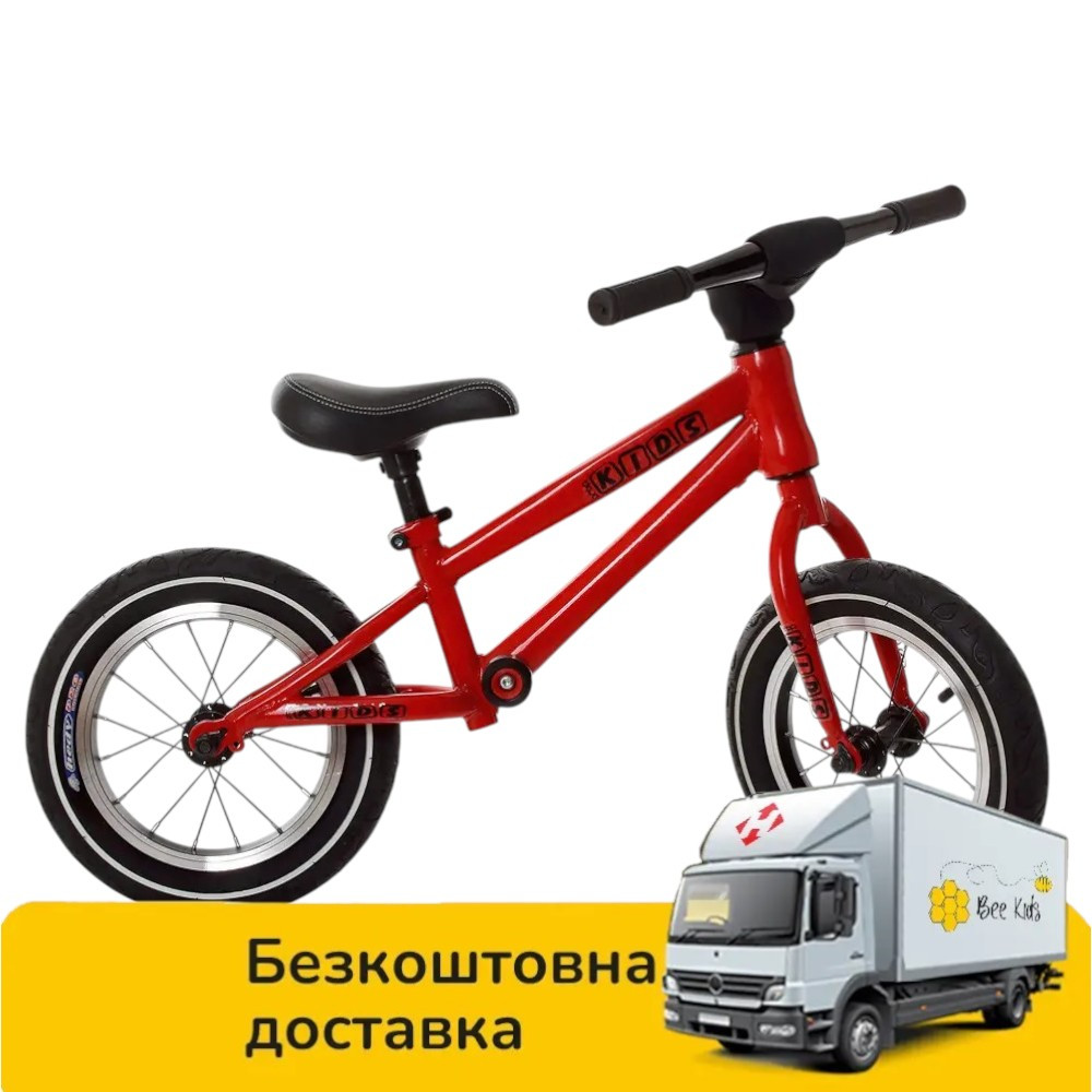 Дитячий беговел 12 дюймів (надувні колеса, метал.обод) PROFI KIDS M 5451A-1 Червоний, фото 1