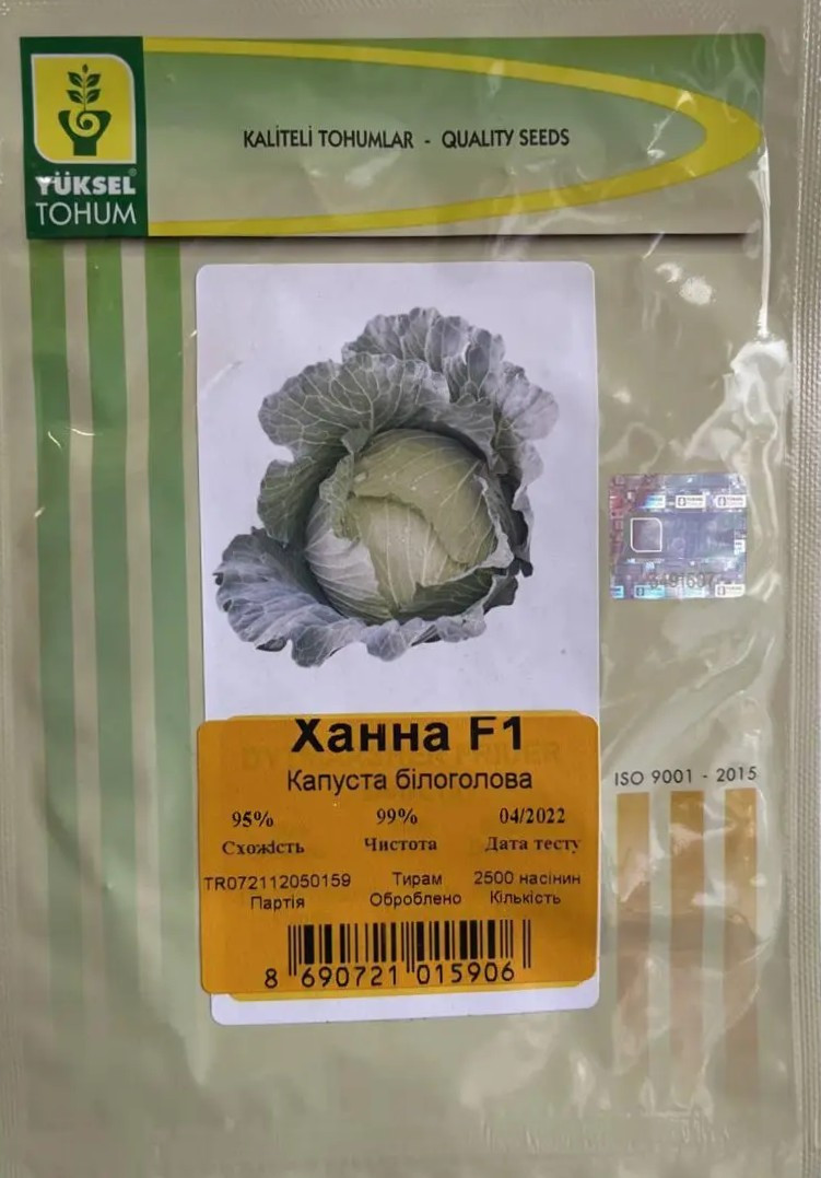 Капуста білоголова Ханна F1 2500 шт (Yuksel Seeds), фото 1