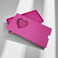 Коробка-футляр для шоколаду з вікном "Серце" (160х80х15мм.) малинова