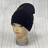 М 89073. Шапка подвійна з отворотом для дівчат, різні кольори, 4-12 років, фото 3