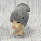 М 89073. Шапка подвійна з отворотом для дівчат, різні кольори, 4-12 років, фото 9