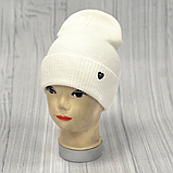 М 89073. Шапка подвійна з отворотом для дівчат, різні кольори, 4-12 років, фото 6